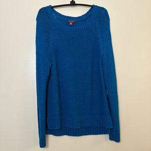 Vince Camuto Dark Turquoise Cotton Blend Long Sleeve Boatneck Sweater, Size M